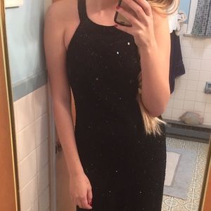 Black Full Length Beaded Dress